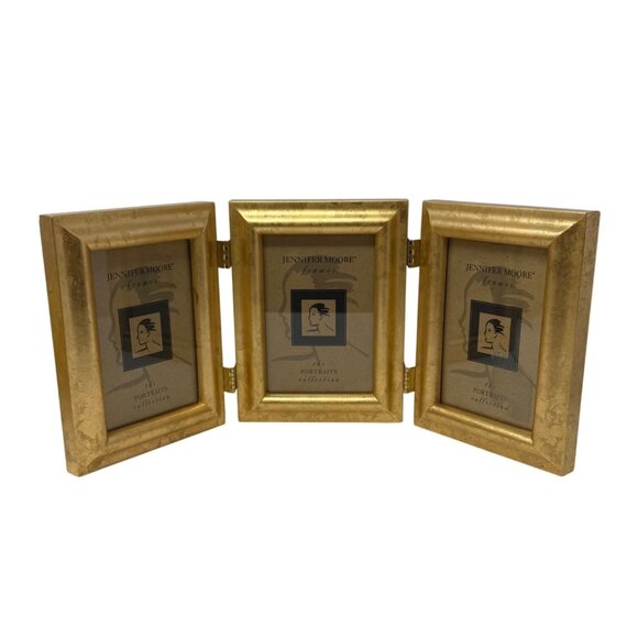 Vintage Photo Frame JENNIFER MOORE Silver Gold Art Deco 5x7 Picture Frame NEW - Picture 1 of 5